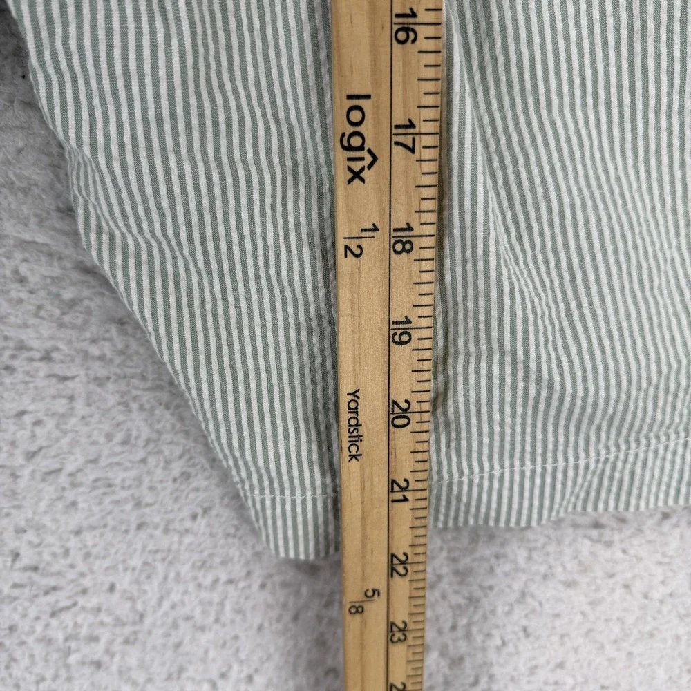 J.Crew Shorts Mens 40 Green Striped Chino Stretch Flat Front Coastal Casual